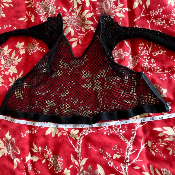 NWOT Black Sheer Mesh Crop Top & Bikini Set with Sexy Zipper Detail - One Size - Picture 9 of 15
